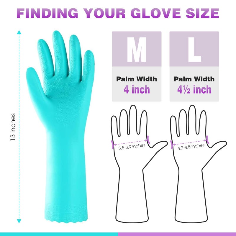 Elgood Reusable Dishwashing Cleaning Gloves with Latex free, Cotton lining,Kitchen Gloves 2 Pairs,Purple+blue large - Image 4